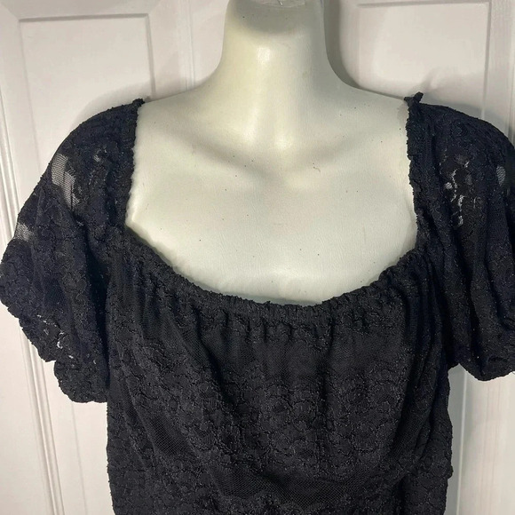 Whimsygoth Sweetheart neckline Black Lace baby doll Midi Dress Y2K size XXL - Picture 2 of 4